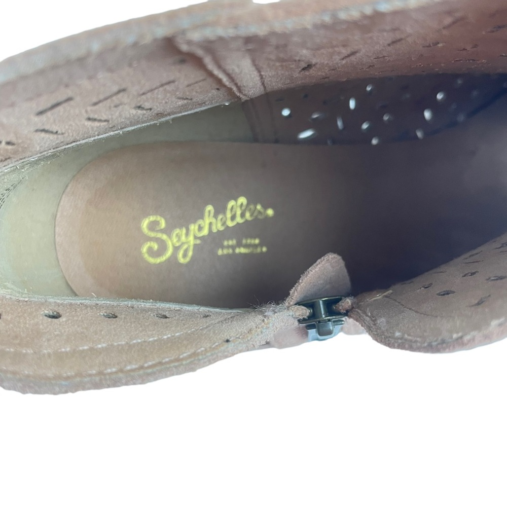 Seychelles Chaparral Lasercut Suede Leather Heeled Ankle Booties Ginger Pink - Picture 7 of 10